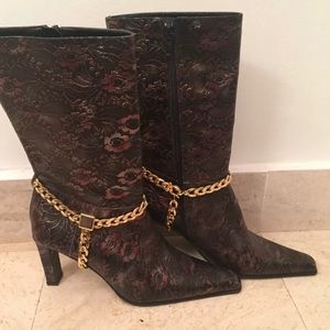 METALLIC LEATHER EMBOSSED BOOTS - PAUL MELIAN SZ 6